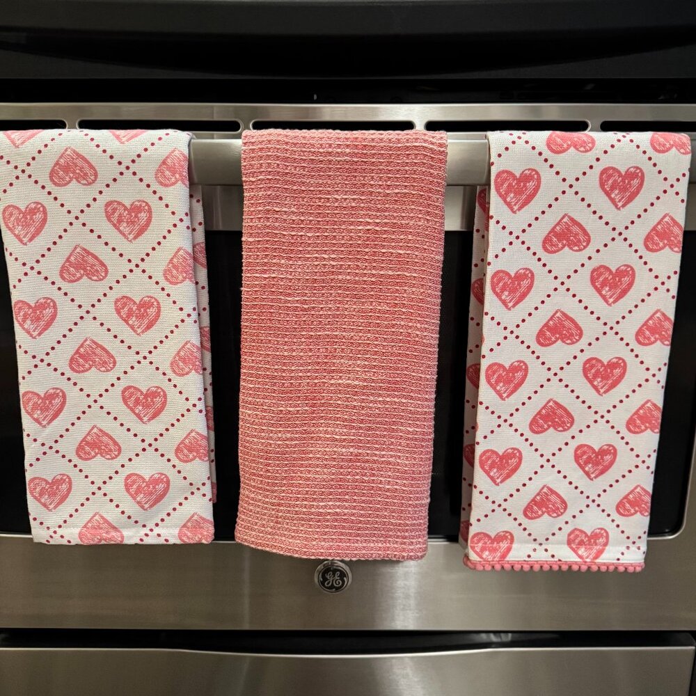 New Valentine's Day Kitchen Dish Hand Towels Set of 3